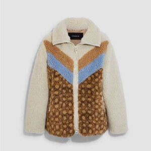 COACH Sherpa Signature Jacket Color- Cream Multi- size small